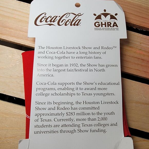 2 Houston Livestock Show & Rodeo Can Koozie Bull Rider Red & Bling Pink - Picture 3 of 3